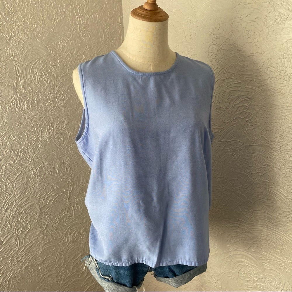 Vintage Sag Harbor Baby Blue Sleeveless Top - Picture 2 of 6